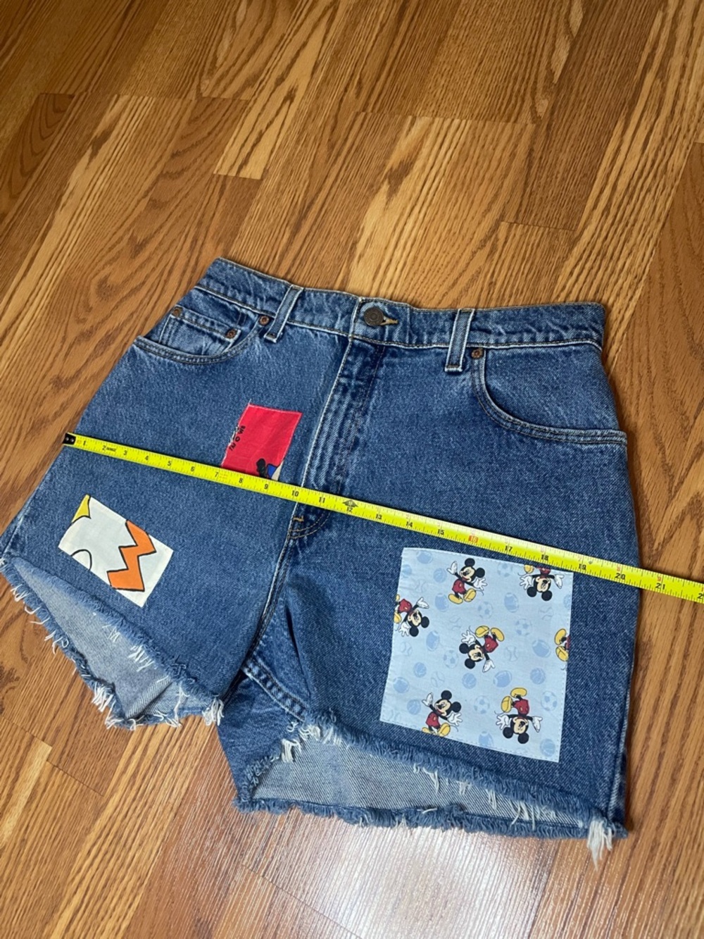 Vintage Levi’s 551 Denim Shorts Upcycled Patchwork Urban Outfitters - Picture 9 of 9